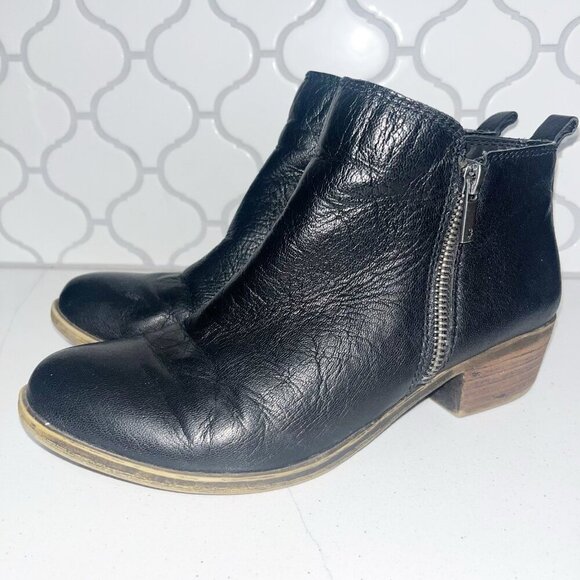 Lucky Brand Basel Ankle Leather Booties Two Zippers Size 8 - Picture 3 of 10